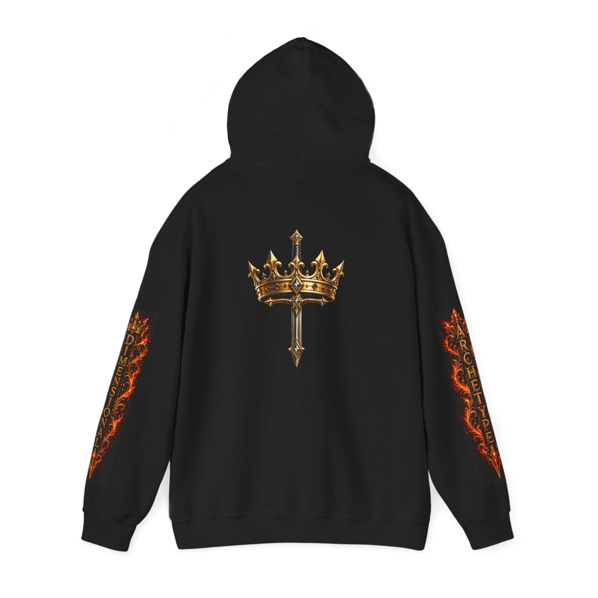 Dimensional Archetype Gold Crown Sword Graphic Hoodie