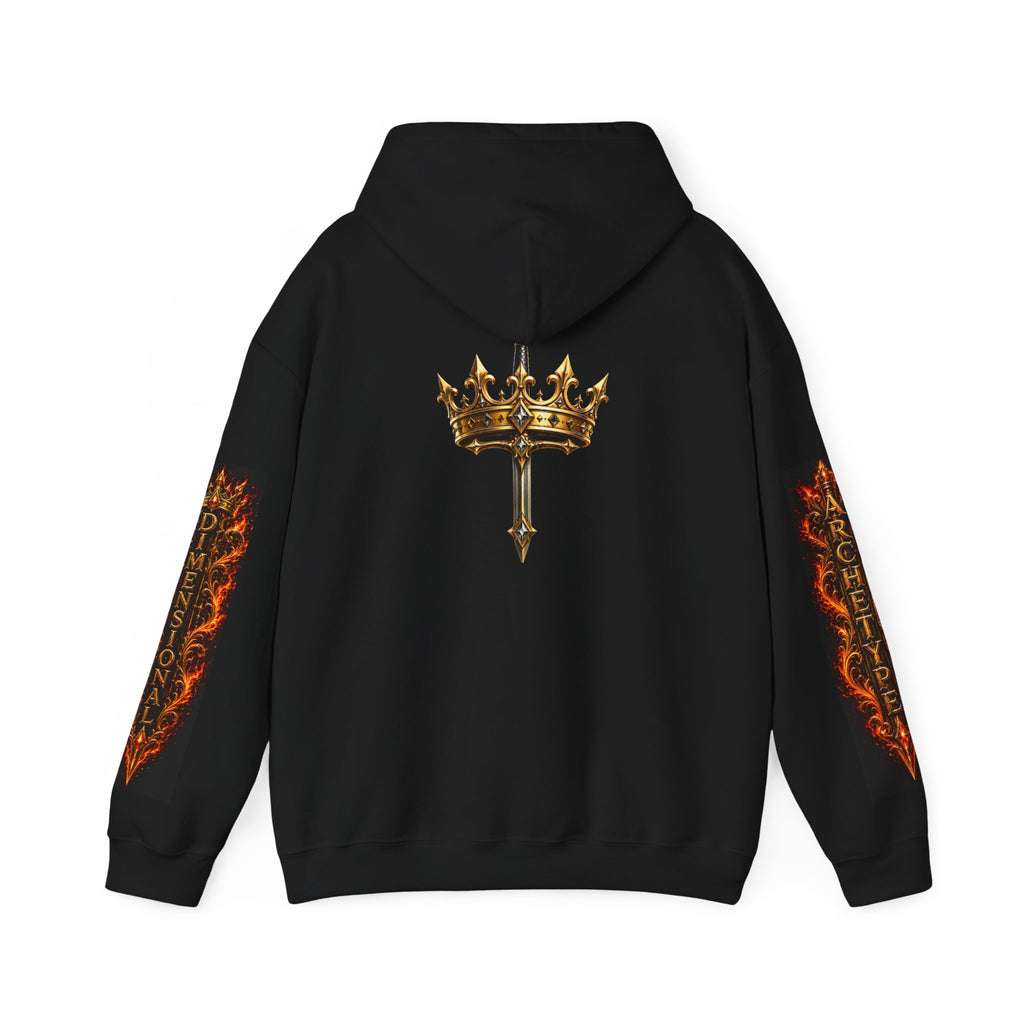 Dimensional Archetype Gold Crown Sword Graphic Hoodie