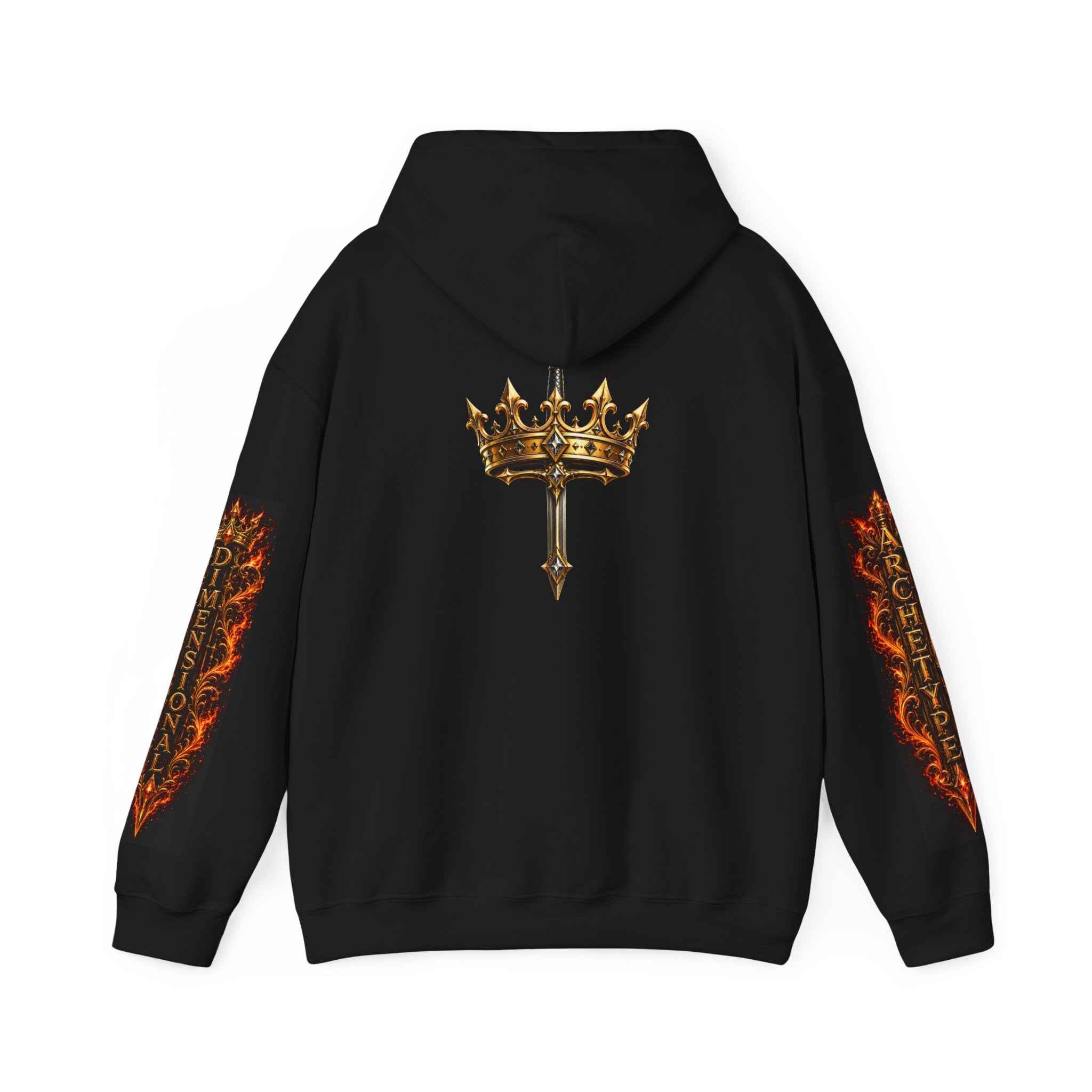 Dimensional Archetype Gold Crown Sword Graphic Hoodie