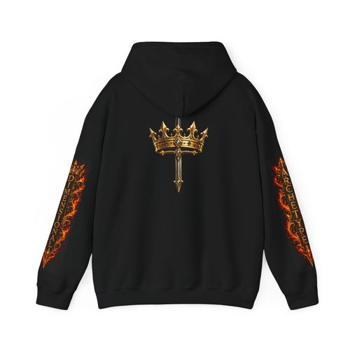 Dimensional Archetype Gold Crown Sword Graphic Hoodie